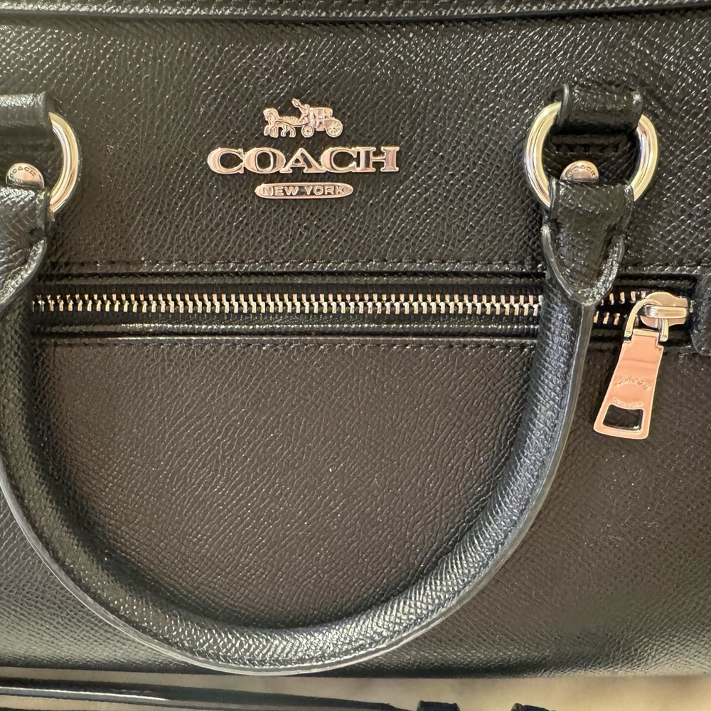Coach Black Leather Rowan Satchel - Picture 3 of 7
